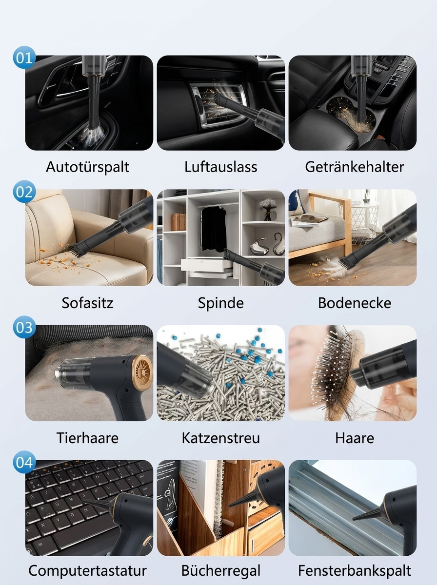 Kabelloser Handstaubsauger für Auto, Zuhause & Büro
