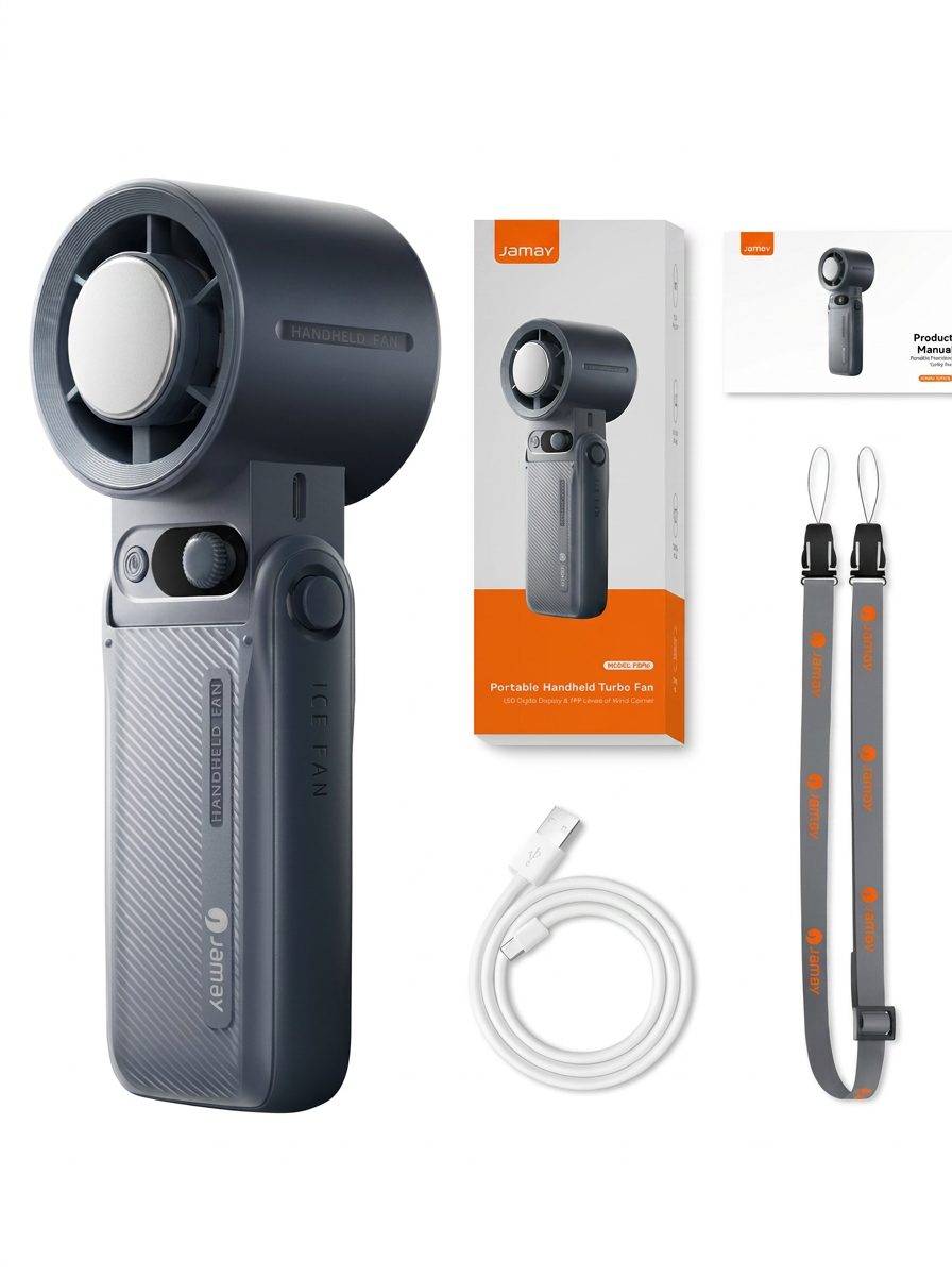 Tragbarer 3-in-1 Handventilator mit starkem Luftstrom, LED-Display und 8000mAh Akku