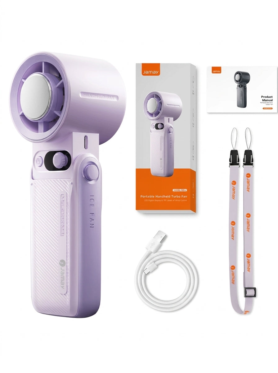 Tragbarer 3-in-1 Handventilator mit starkem Luftstrom, LED-Display und 8000mAh Akku