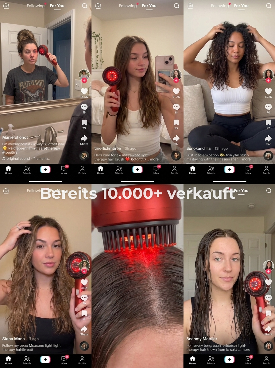 3-in-1 Rotlicht-Haarpflegebürste mit Vibration & Öl-Applikator