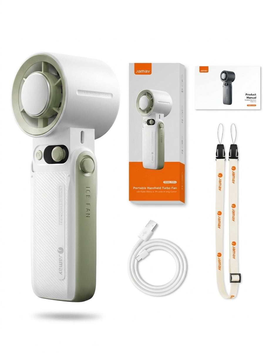 Tragbarer 3-in-1 Handventilator mit starkem Luftstrom, LED-Display und 8000mAh Akku