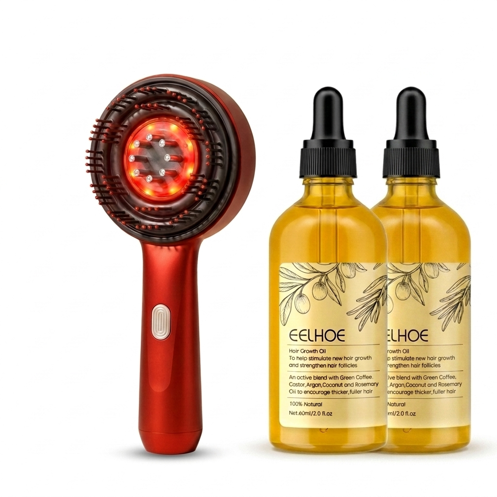 3er Bundle – Rotlichtbürste & 2× Rosmarin Haaröl
